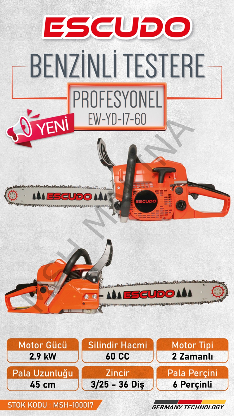 MOTORLU TESTERE PROFESYONEL-EW-YD17-60 TURUNCU