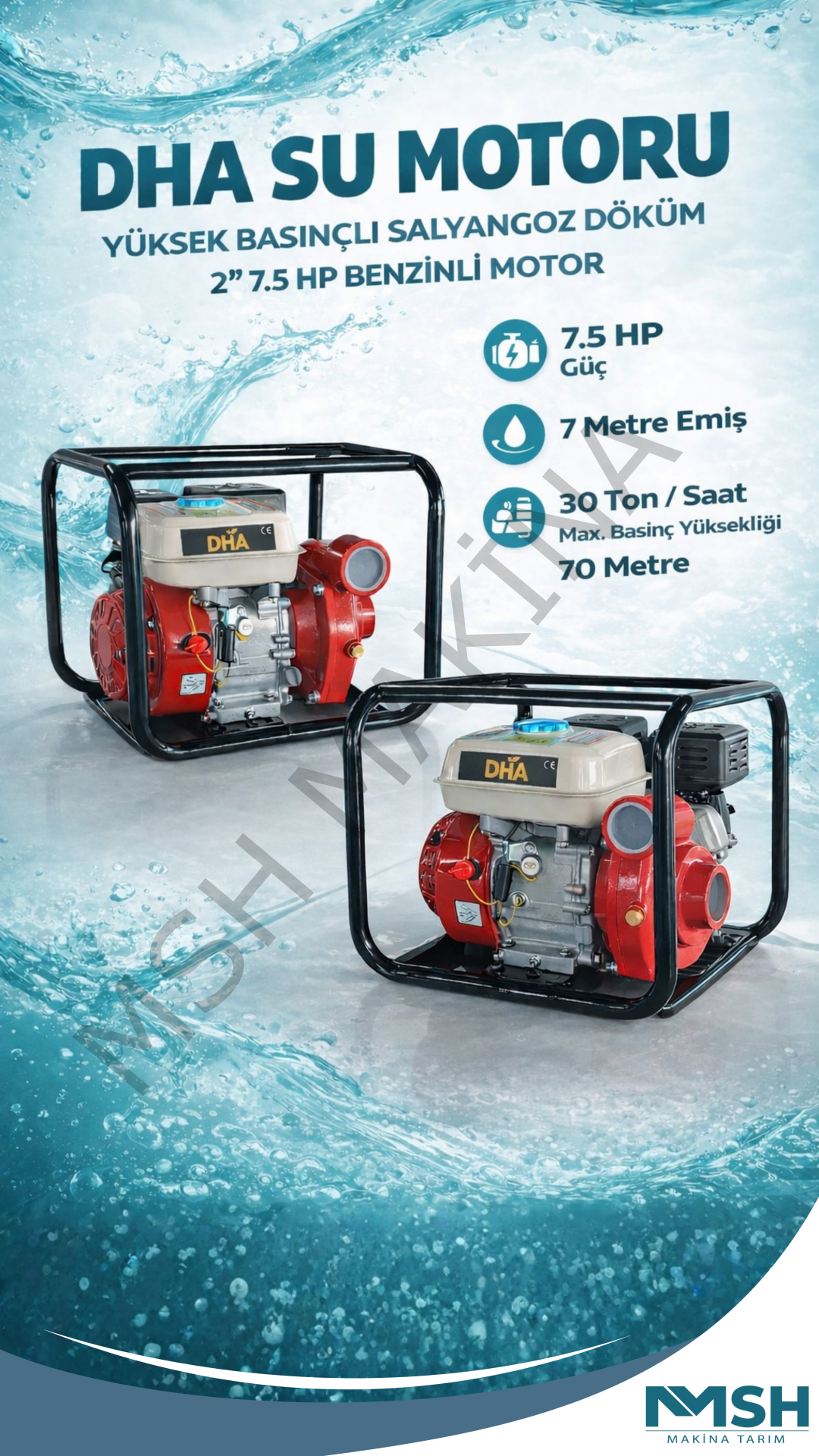 BENZİNLİ SU MOTORU 2'' DÖKÜM POMPA GÖVDELİ